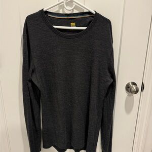 Merino Wool Men’s charcoal grey mid-weight long sleeve thermal shirt XXL